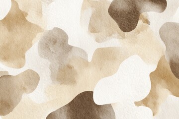 Abstract watercolor camouflage pattern in beige and brown