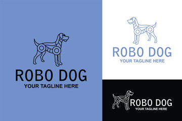 Robo Dog Robotic Line art Futuristic Animal logo vector illustration