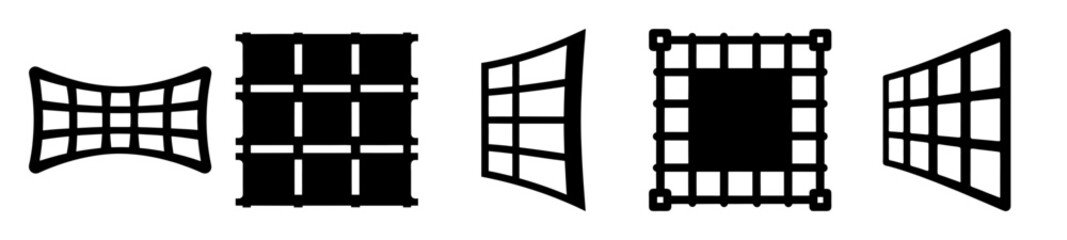 Black Silhouette Vector Illustrations of Various Grid Structures and Framing Styles
