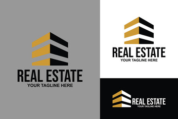 Building apartment real estate architecture logo design vector illustration