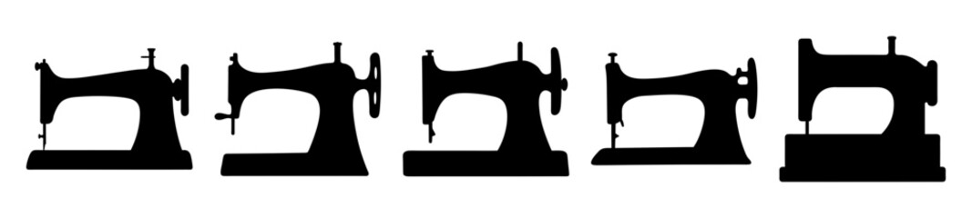 Silhouette Vintage Sewing Machines Showcase Iconic Designs and Functional Artistry, A Creative Assemblage