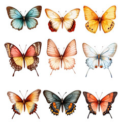 Colorful Butterflies on Abstract Background Delightful Watercolor Art