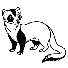 Elegant ferret line art silhouette vector illustration