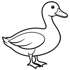 Simple line art silhouette of a duck