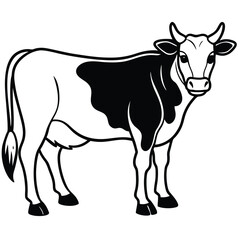 Male cow line art silhouette simple vector illustration