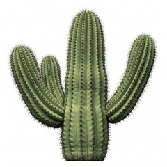A tall green cactus stands alone, showcasing its characteristic ribs and spines,