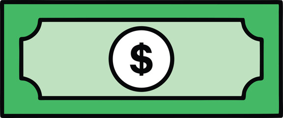 Fototapeta premium Isolated Currency Paper Money with Dollar Sign on White Background Isolated Flat