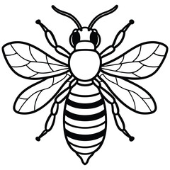 Simple bee silhouette line art illustration