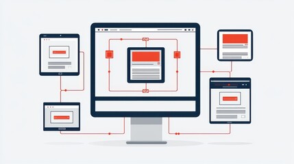 A desktop computer screen showcasing a complex digital interface with interconnected data visualizations representing the of technology programming