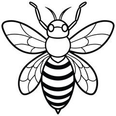 Simple bee silhouette line art illustration