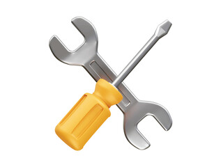 Screwdriver and wrench icon 3d rendering illustration 