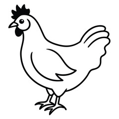 Simple chicken silhouette line art illustration