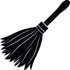 Obraz premium Halloween witch broom silhouette with pointed bristles, ideal for spooky illustrations, magical icons, costume props, or mystical holiday vector elements