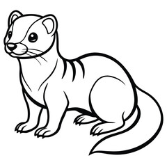 Elegant ferret line art silhouette vector illustration