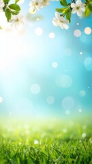 Obraz premium Spring blossoms and green grass outdoor nature scene bright day vibrant environment tranquil viewpoint