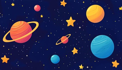 Naklejka premium Colorful planets and stars in deep space.