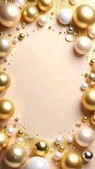 Elegant golden and white holiday ornaments festive celebration decorative design studio setting artistic view seasonal concept