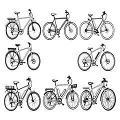 clean line drawing of modern electric bicycle