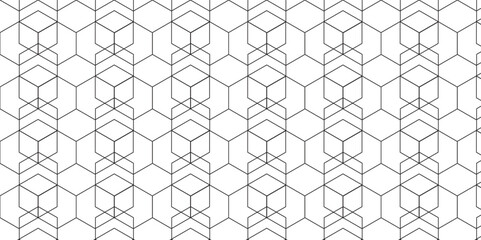 Seamless pattern with hexagon square cube geometric pattern shapes grid metal element texture design. abstract tiles gradient science web tech connection triangle diamond honeycomb.