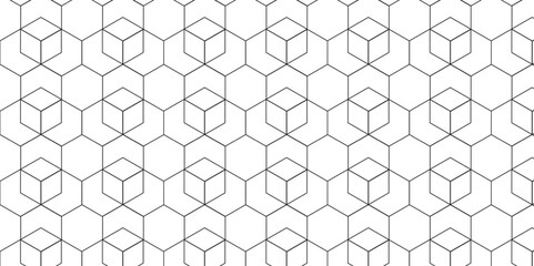 Seamless pattern with hexagon square cube geometric pattern shapes grid metal element texture design. abstract tiles gradient science web tech connection triangle diamond honeycomb.
