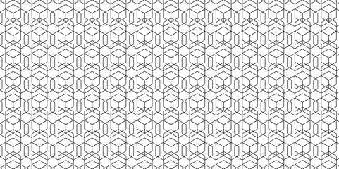 Seamless pattern with hexagon square cube geometric pattern shapes grid metal element texture design. abstract tiles gradient science web tech connection triangle diamond honeycomb.