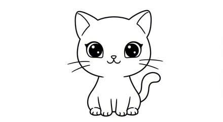 Obraz premium Cartoon Cat with Pointy Ears and Big Eyes