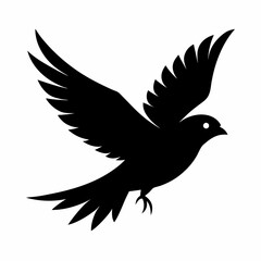 Finch Silhouette in Flight A minimalist vector illustration of a finch bird in flight isolated on a clean white background