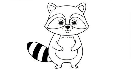 Obraz premium Curious Cartoon Raccoon with Mask-like Face and Striped Tail