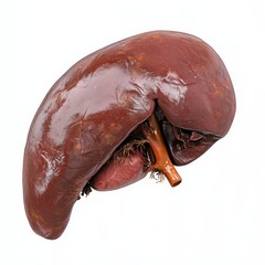 Human liver isolated on clear white background