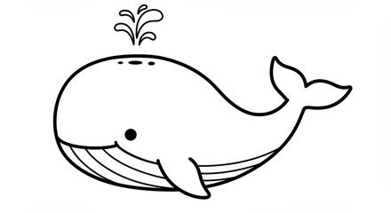 Fototapeta premium Cartoon Whale with Spout of Water