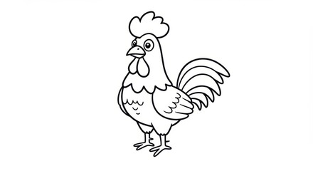 Obraz premium Cartoon Rooster with Comb, Beak, and Wings