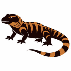 Gila Monster Silhouette Vector Illustration on White Background Depicting Wildlife and Desert Fauna in a Simple Graphic Style