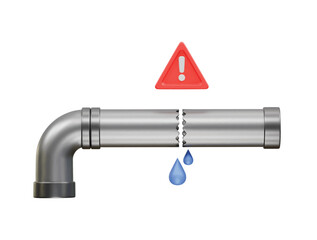 Broken pipe icon 3d rendering illustration 