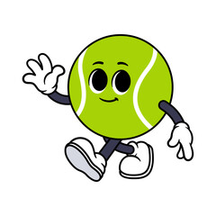 Vector Tennis Ball Character Waving