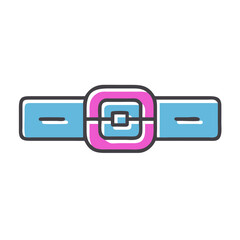 Stylish belt design with a blue strap and pink buckle icon  
