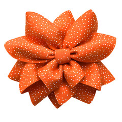 Gift bow, orange fabric,isolated on a white background.