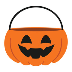 Halloween Accessory - Jack-o'-Lantern Treat Basket. Flat vector illustration isolated on white background