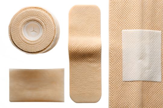Assorted medical adhesive bandages isolated on a white background png ai generated