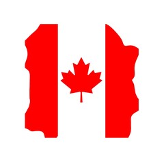 The Canadian flag is red and white with a maple leaf in the center of the white flag.