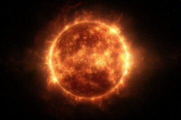 Fiery Glowing Sun In Space