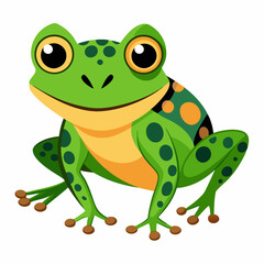Whimsical Frog Illustration on White Background Featuring Bright Colors and Simple Design Elements for Children s Art and Educational Materials