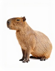 Fototapeta premium Cute capibara over white background, no shadow
