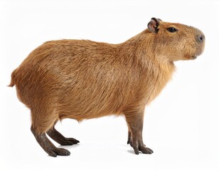 Fototapeta premium Cute capibara over white background, no shadow
