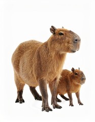 Fototapeta premium Cute capibara over white background, no shadow