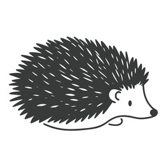 A simple, dark hedgehog is presented in a minimalistic line art style illustration © Lovely
