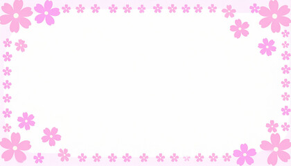 Decorative frame featuring pink flowers, creating cheerful and inviting atmosphere. This design is perfect for invitations, greeting cards, or any creative project that needs touch of floral