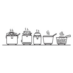 deep fryer minimalistic vector line art cooking device