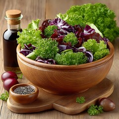 Natural detox salad in eco bowl high resolution image