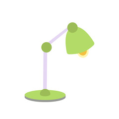 Vector illustration of a stylish green desk lamp with slim stand. 
Ideal for minimalist design themes, home office visuals, and decor prints.