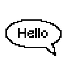 Fototapeta premium Bubble text illustration with hello written in pixels. Cartoon, comic.